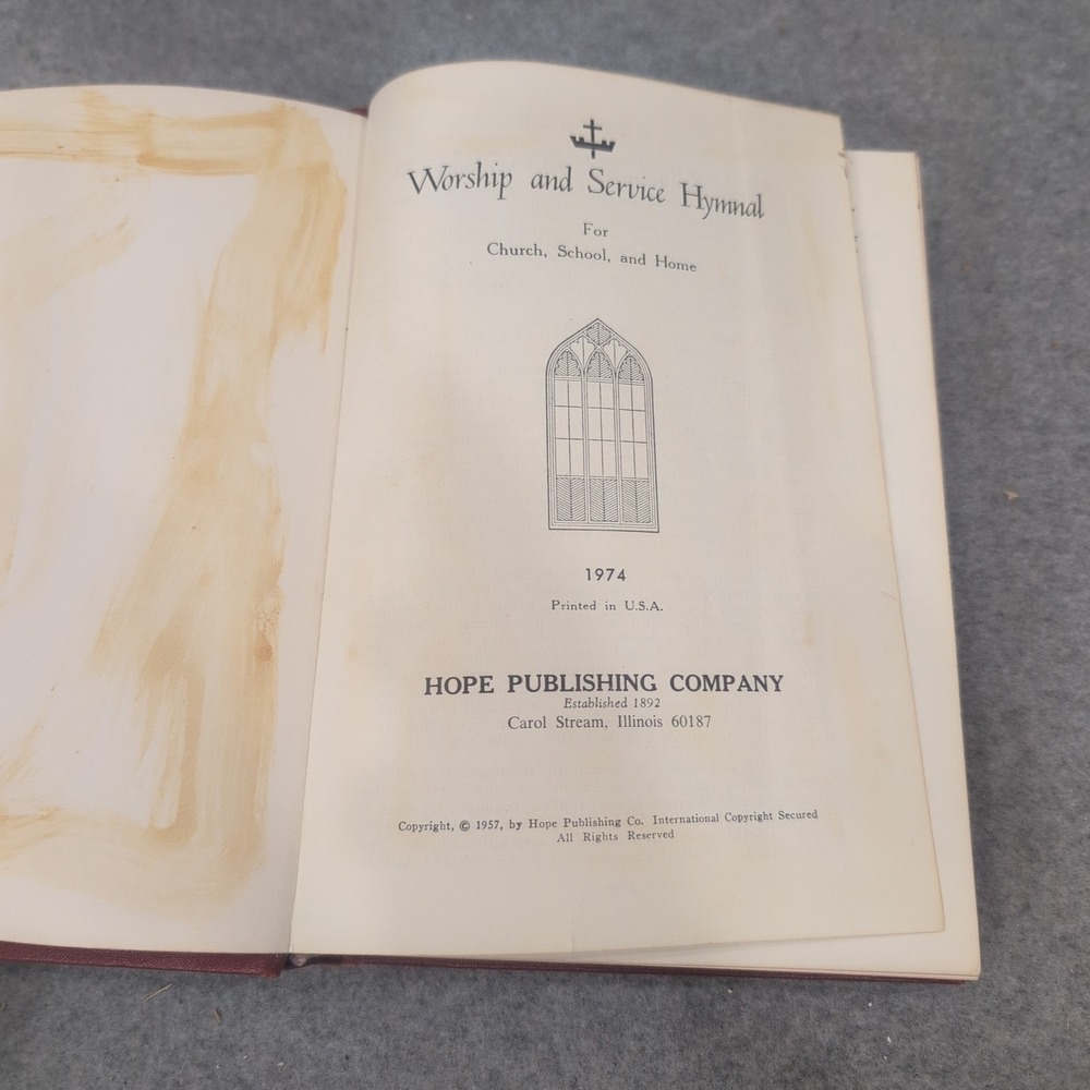 Worship and Service Hymnal 1974 Hope Publishing Company Red Hardcover Book - Picture 2 of 2